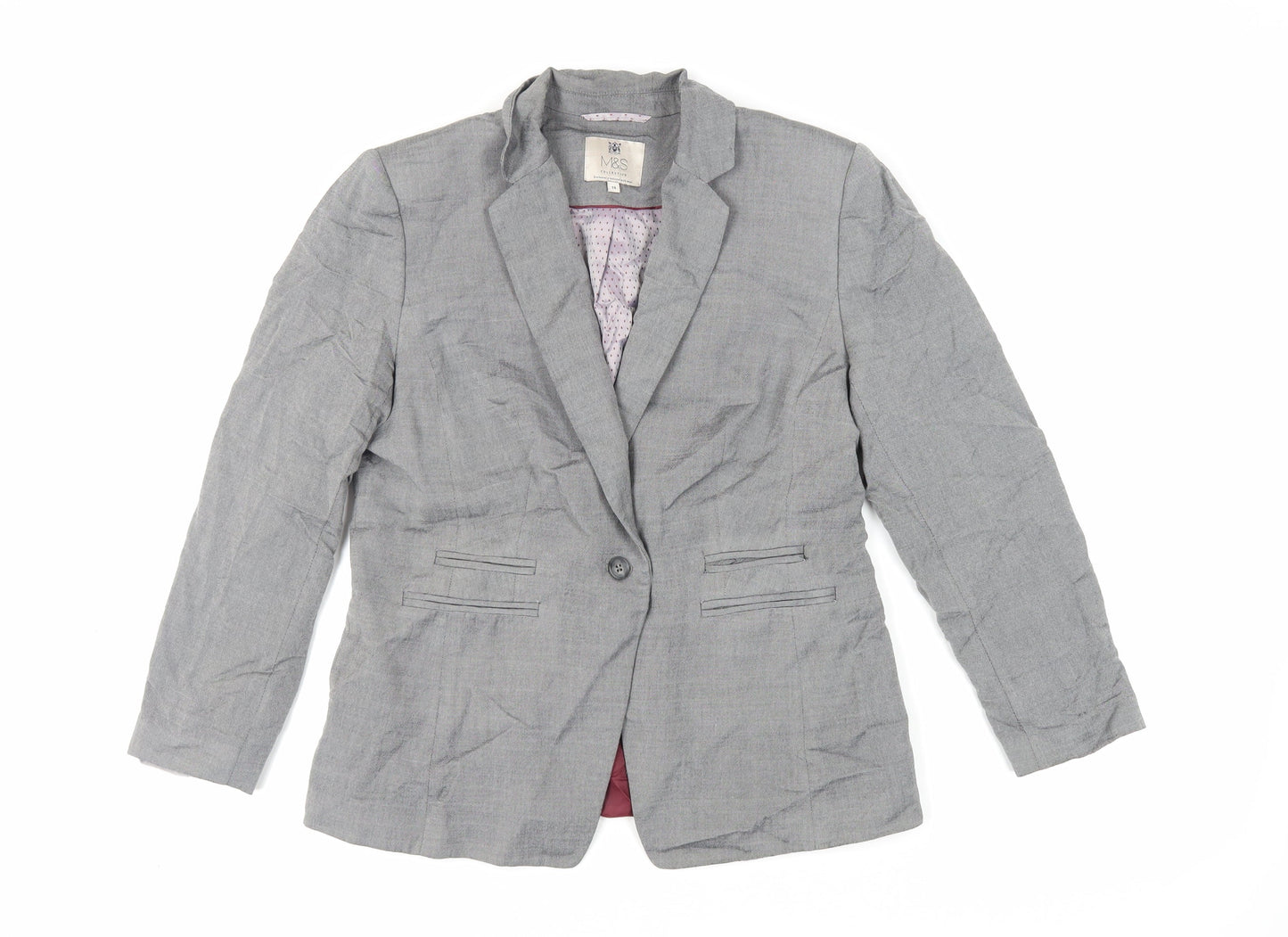 Marks and Spencer Womens Grey Jacket Blazer Size 14 Button