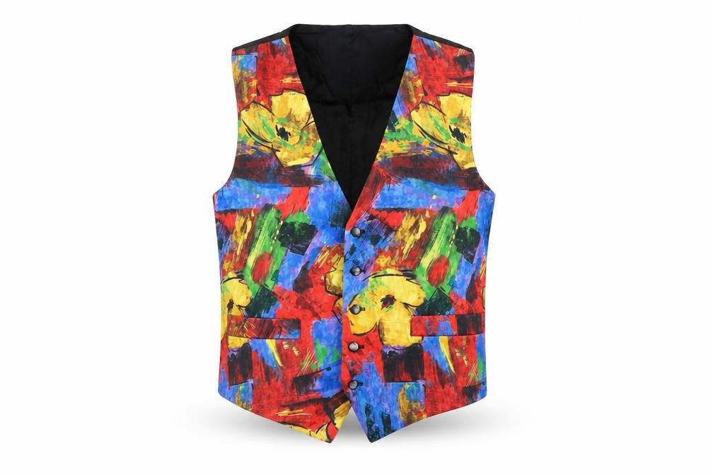 Willson Mens Multicoloured Geometric Jacket Waistcoat Size S Button