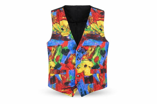 Willson Mens Multicoloured Geometric Jacket Waistcoat Size S Button
