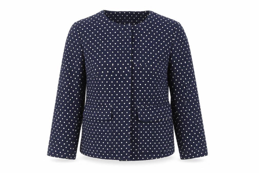 Marks & Spencer Womens Blue Polka Dot Jacket Blazer Size 10 Snap