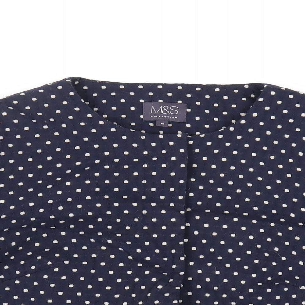Marks and Spencer Womens Blue Polka Dot Jacket Blazer Size 10 Snap