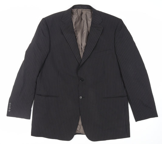 Marks and Spencer Mens Black Striped Polyester Jacket Suit Jacket Size 46 Regular