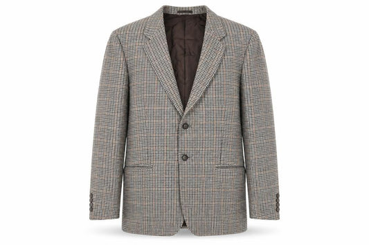 St Michael Mens Grey Geometric Wool Jacket Blazer Size 46 Regular - Vintage