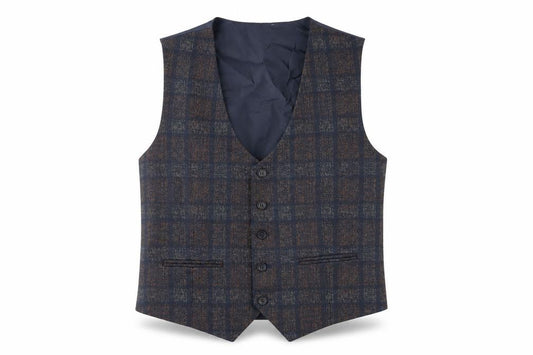 Wessi Mens Blue Geometric Polyester Jacket Suit Waistcoat Size 42 Regular