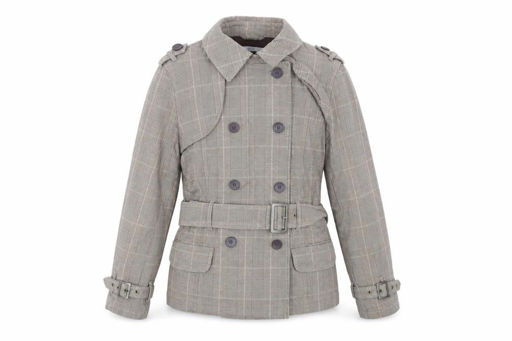 Marks & Spencer Womens Brown Plaid Jacket Size 8 Button - Belted