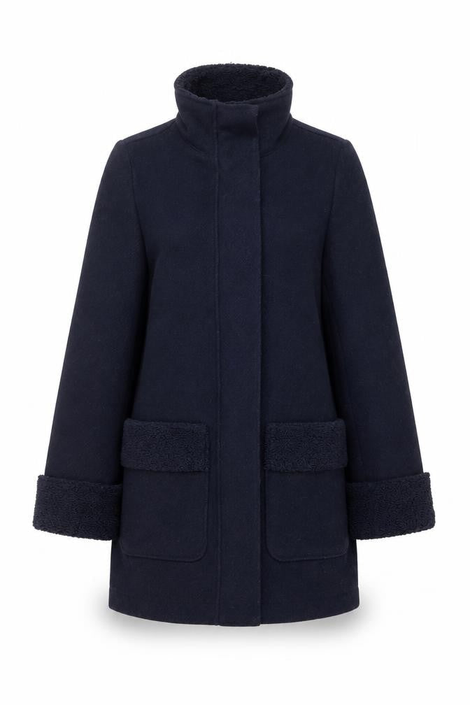 Marks & Spencer Womens Blue Overcoat Coat Size 6 Zip