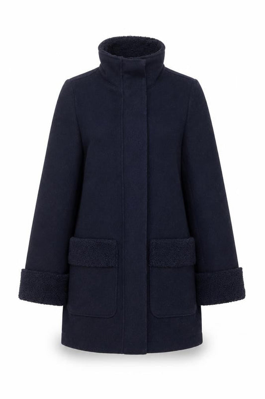 Marks & Spencer Womens Blue Overcoat Coat Size 6 Zip