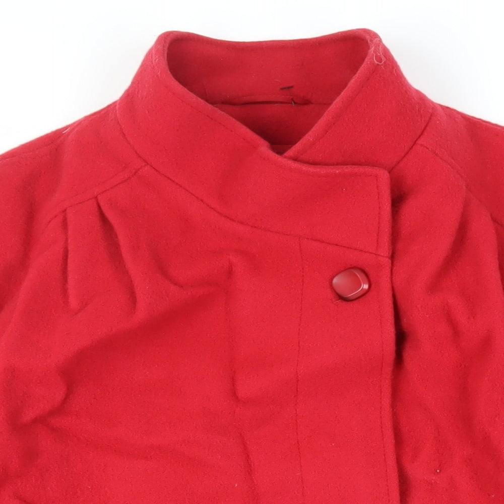 St Michael Womens Red Overcoat Coat Size 10 Button - Vintage