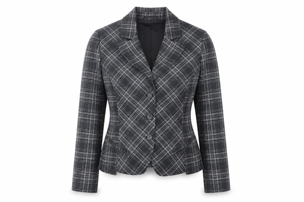 Avidita Womens Grey Plaid Jacket Blazer Size 14 Button