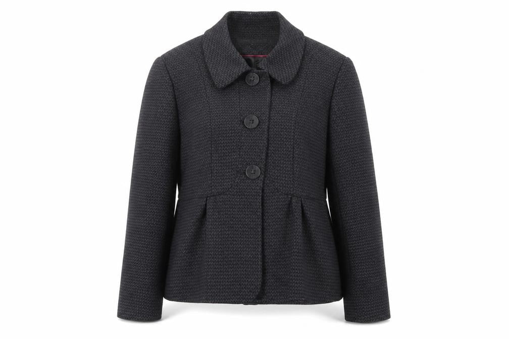 NEXT Womens Black Geometric Jacket Blazer Size 14 Button
