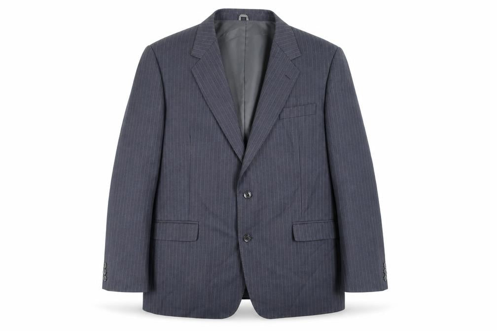 Pierre Marcel Mens Blue Striped Wool Jacket Suit Jacket Size 46 Regular