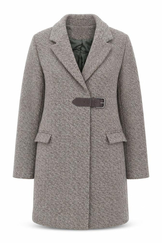 Clements Ribeiro Womens Brown Geometric Overcoat Coat Size L Buckle