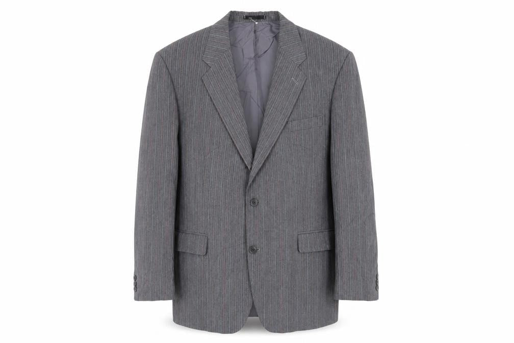 St Michael Mens Grey Striped Polyester Jacket Suit Jacket Size 46 Regular - Vintage