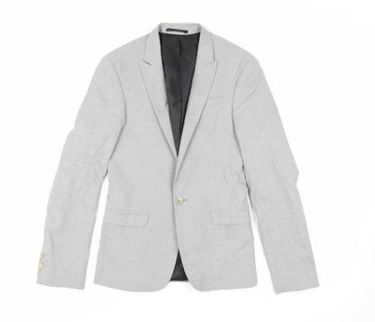 Additional front view of ASOS men’s grey polyester jacket suit jacket, size 34, regular