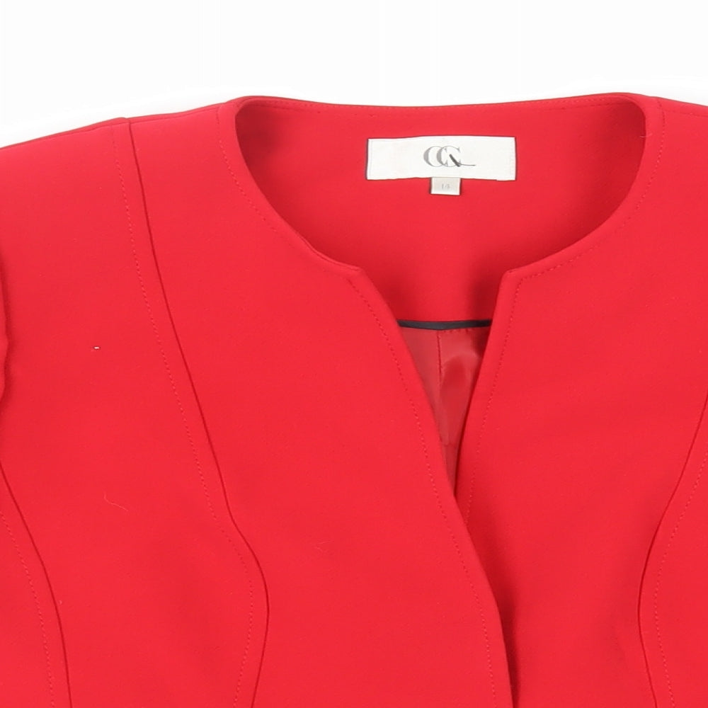 CC Womens Red Jacket Blazer Size 14 Button