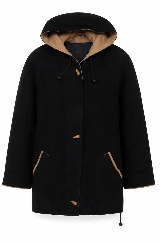 Berkertex Womens Black Overcoat Coat Size 12 Toggle