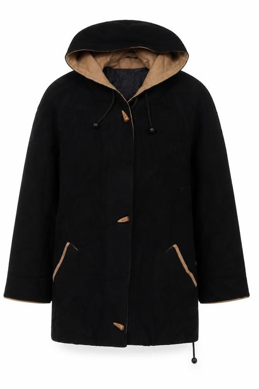 Berkertex Womens Black Overcoat Coat Size 12 Toggle