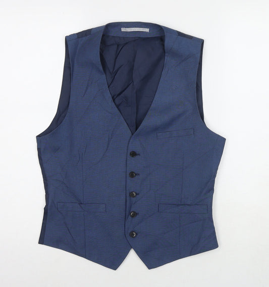 Burton Mens Blue Polyester Jacket Suit Waistcoat Size S Regular