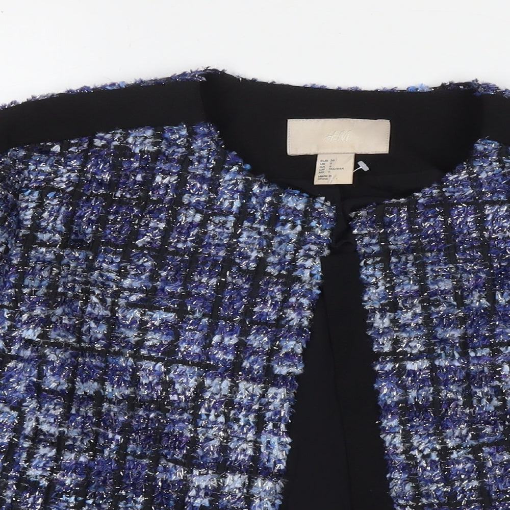 H&M Womens Blue Jacket Blazer Size 8 Buckle