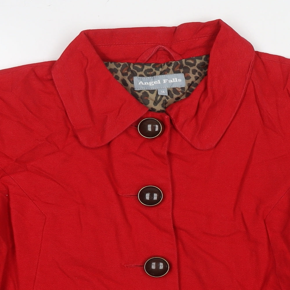 Angel Falls Womens Red Pea Coat Coat Size 14 Button