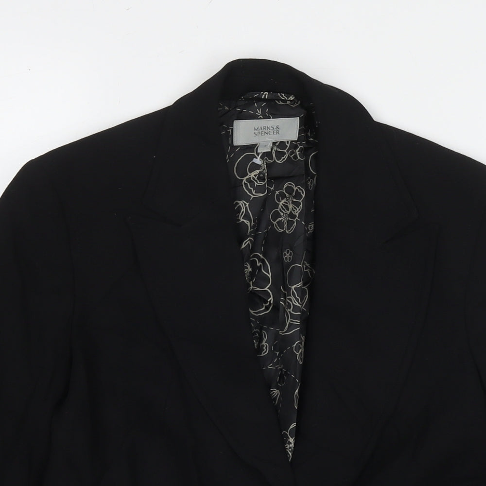 Marks and Spencer Womens Black Jacket Blazer Size 8 Zip