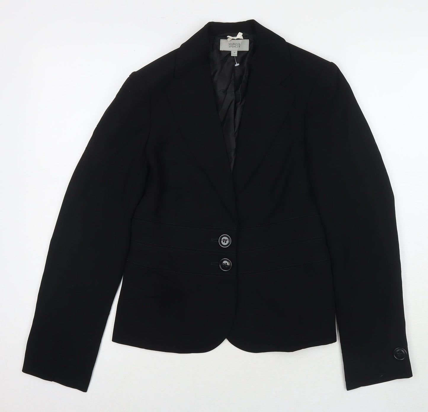 Marks and Spencer Womens Black Jacket Blazer Size 8 Button