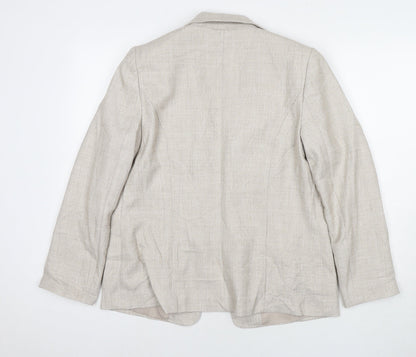 EWM Womens Beige Jacket Blazer Size 12 Hook & Eye
