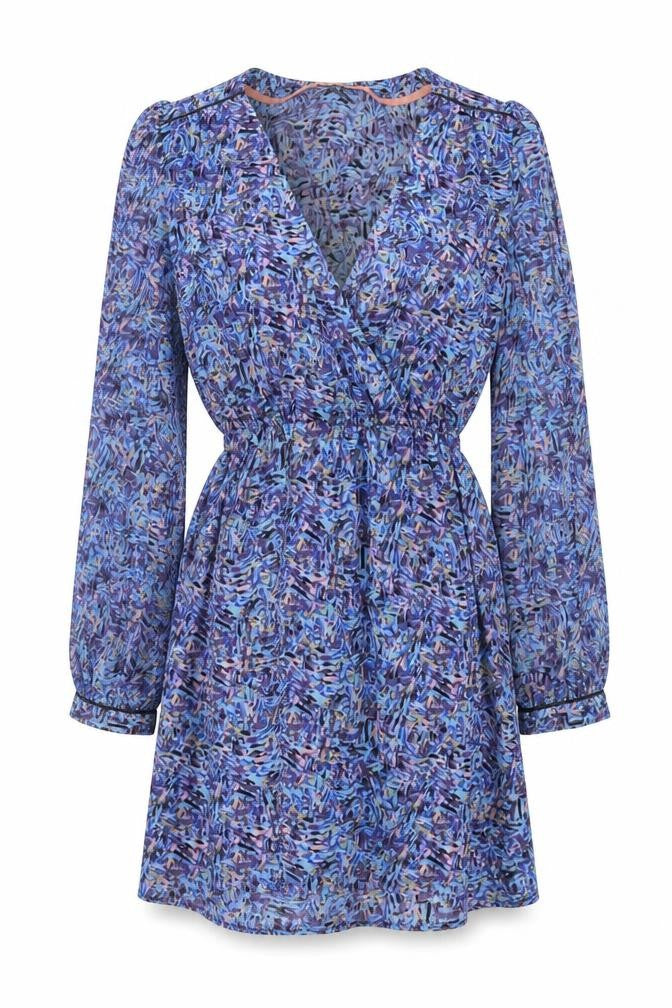 Miss Selfridge Womens Blue Geometric Polyester Fit & Flare Size 10 Round Neck Pullover