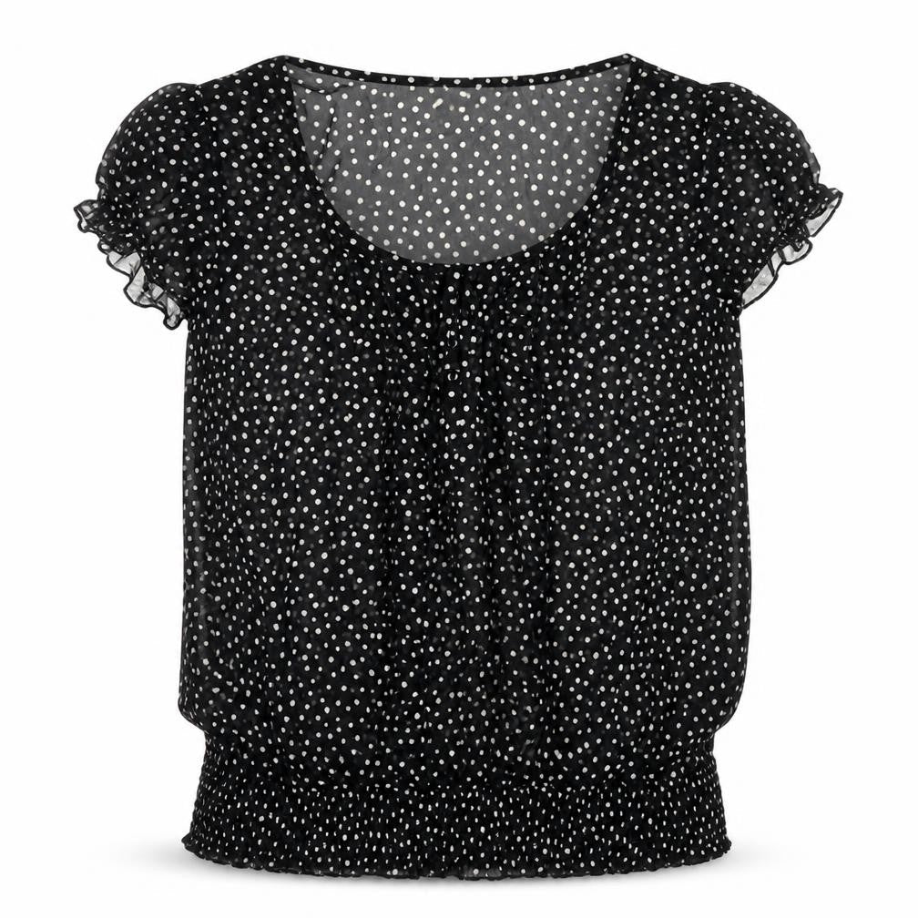 Wallis Womens Black Polka Dot Polyester Basic Blouse Size 12 Round Neck