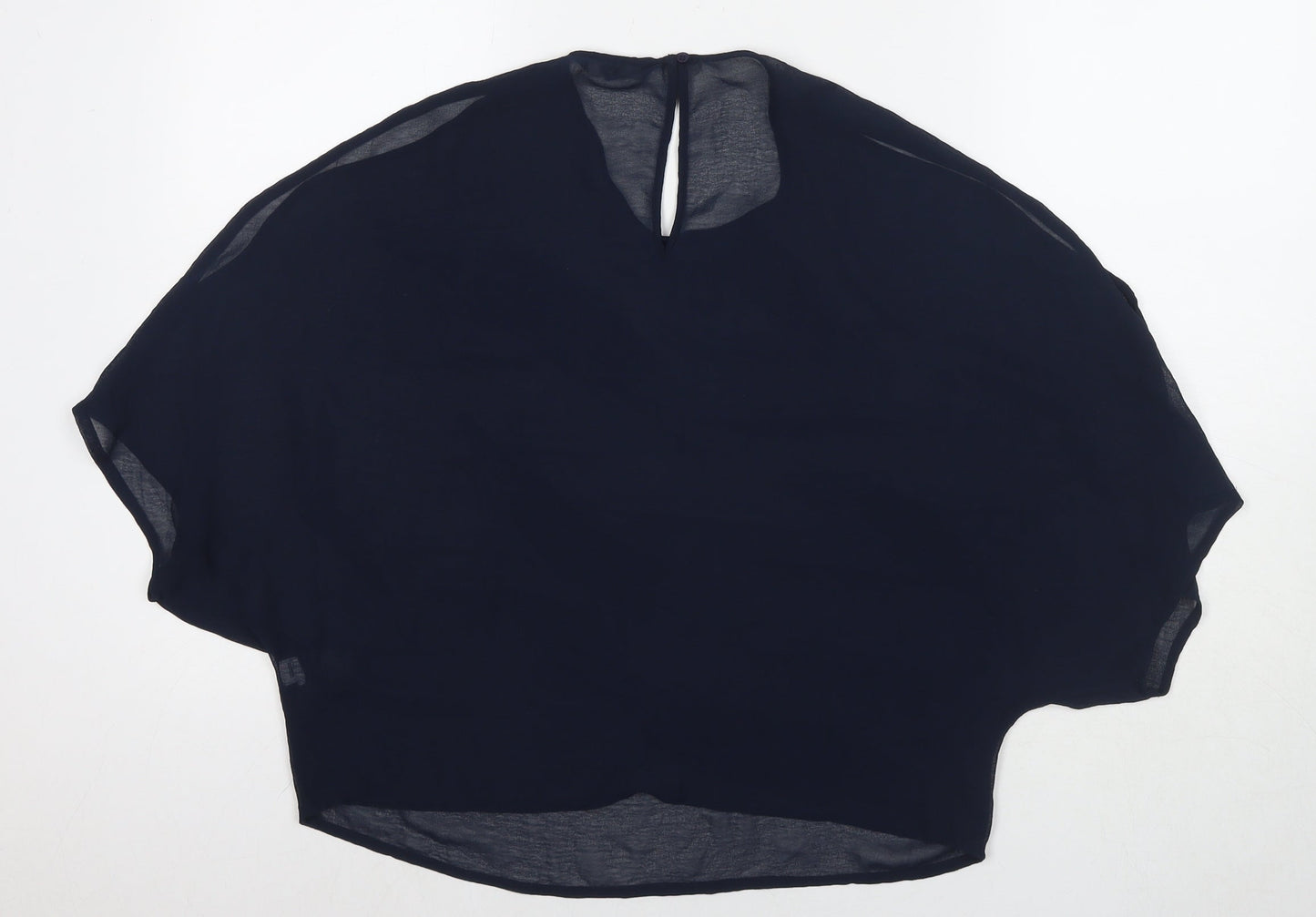 New Look Womens Blue Polyester Basic Blouse Size 10 Round Neck