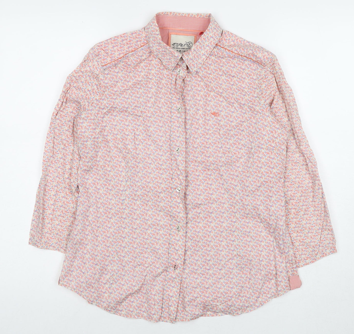 Esprit Womens Multicoloured Floral Cotton Basic Button-Up Size 10 Collared