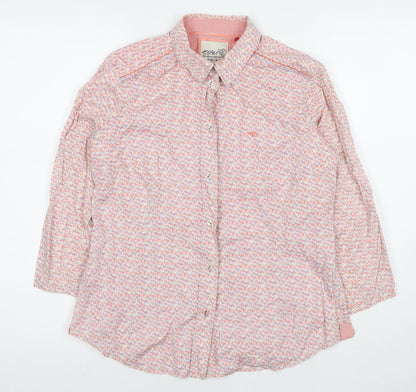 Additional front view of ESPRIT women’s multicoloured floral cotton basic button-up, size UK 10, collared