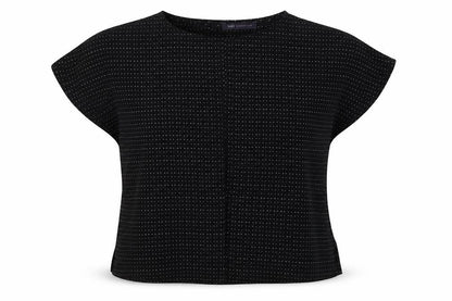 Marks & Spencer Womens Black Polka Dot Polyester Basic Button-Up Size 10 Round Neck