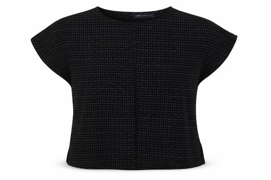 Marks and Spencer Womens Black Polka Dot Polyester Basic Button-Up Size 10 Round Neck