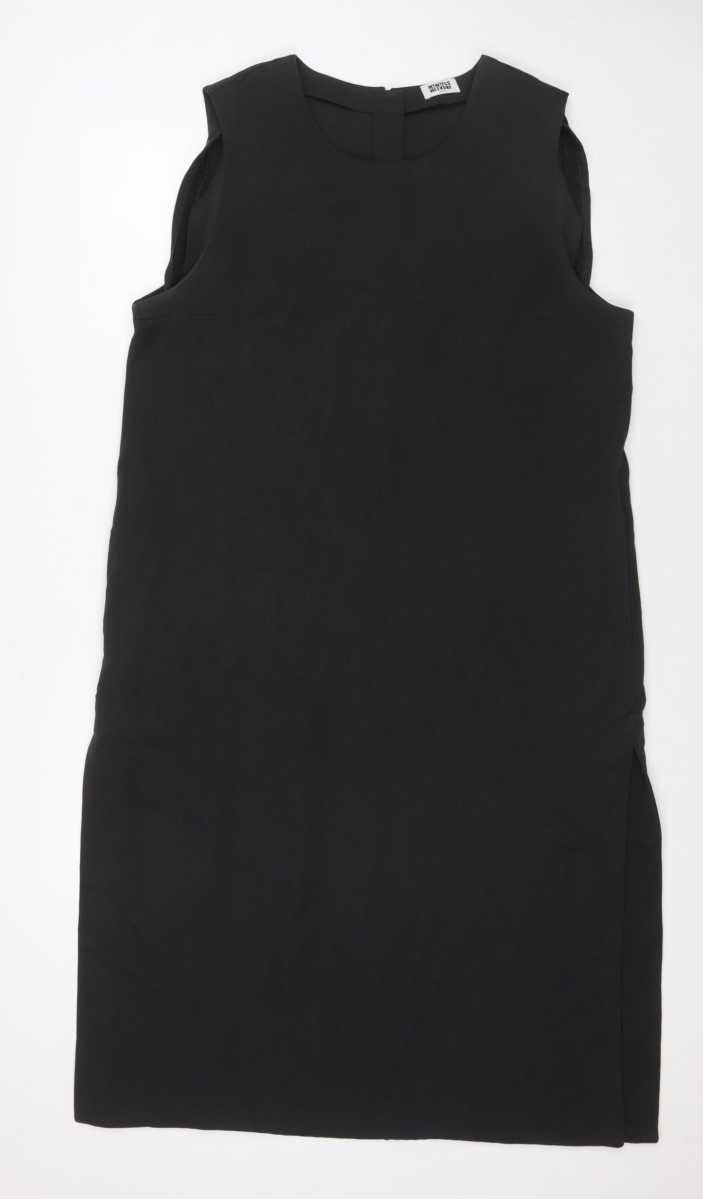 MTWTFSS Weekend Womens Black Polyester A-Line Size L Round Neck Zip