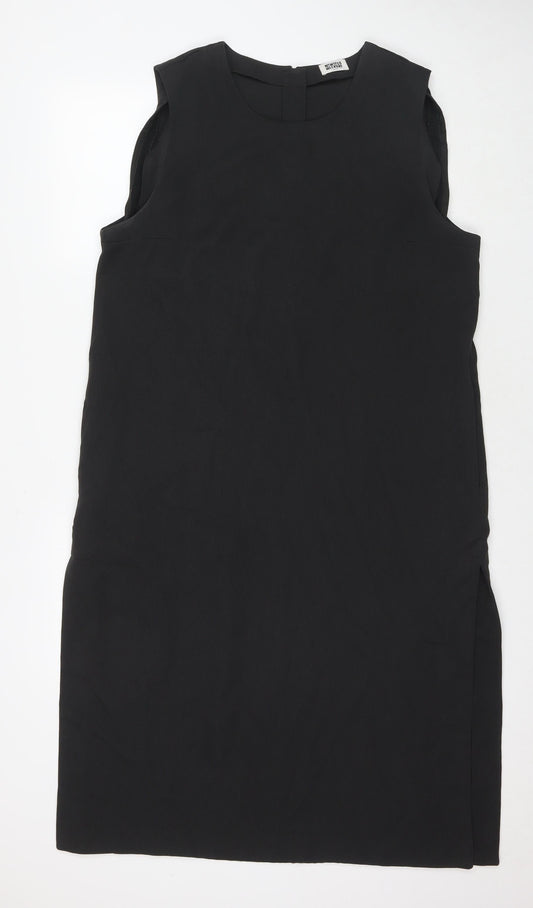 MTWTFSS Weekend Womens Black Polyester A-Line Size L Round Neck Zip