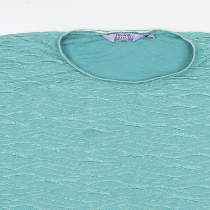EWM Womens Blue Geometric Polyester Basic T-Shirt Size 18 Round Neck - Size 18-20
