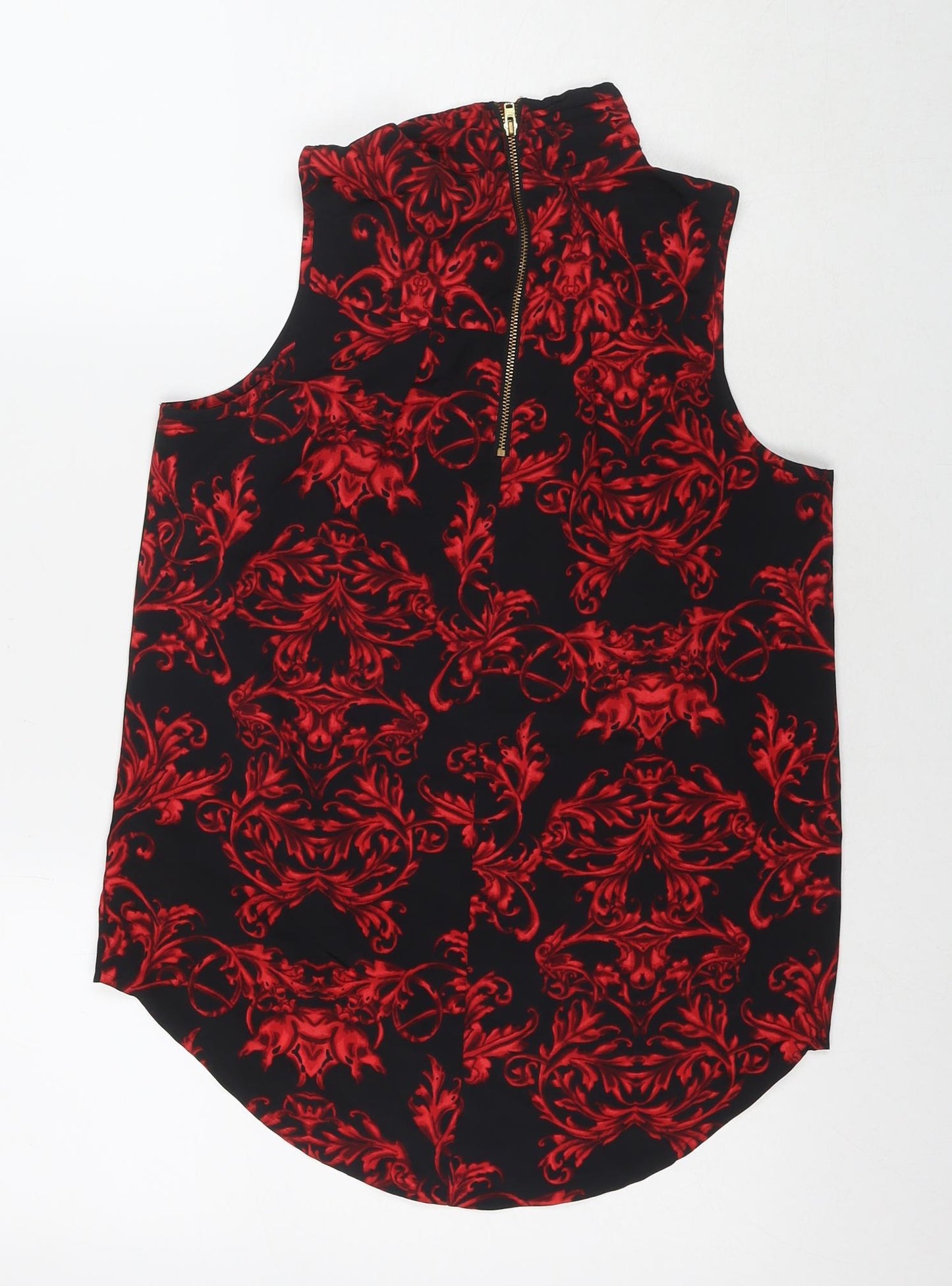 NEXT Womens Black Floral Polyester Basic T-Shirt Size 8 Round Neck