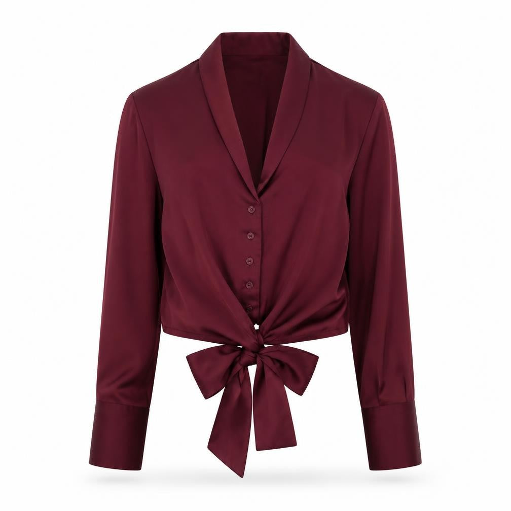 Topshop Womens Red Polyester Basic Button-Up Size 8 Collared