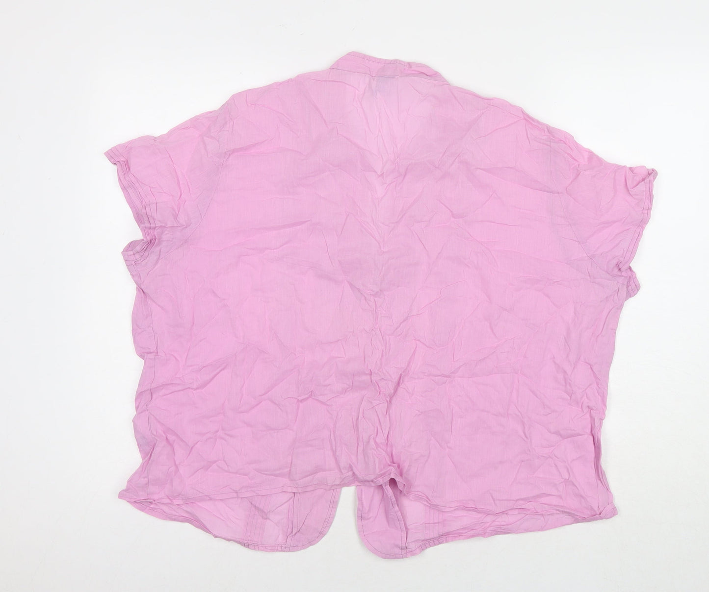 Penny Plain Womens Pink Cotton Basic Button-Up Size 24 V-Neck