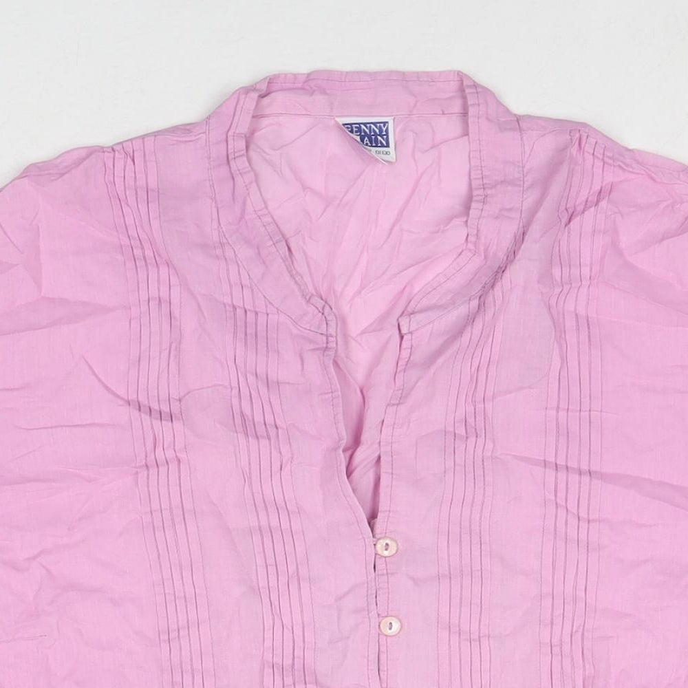 Penny Plain Womens Pink Cotton Basic Button-Up Size 24 V-Neck