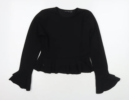 Additional front view of I SAW IT FIRST women’s black polyester basic blouse, size UK 8, round neck