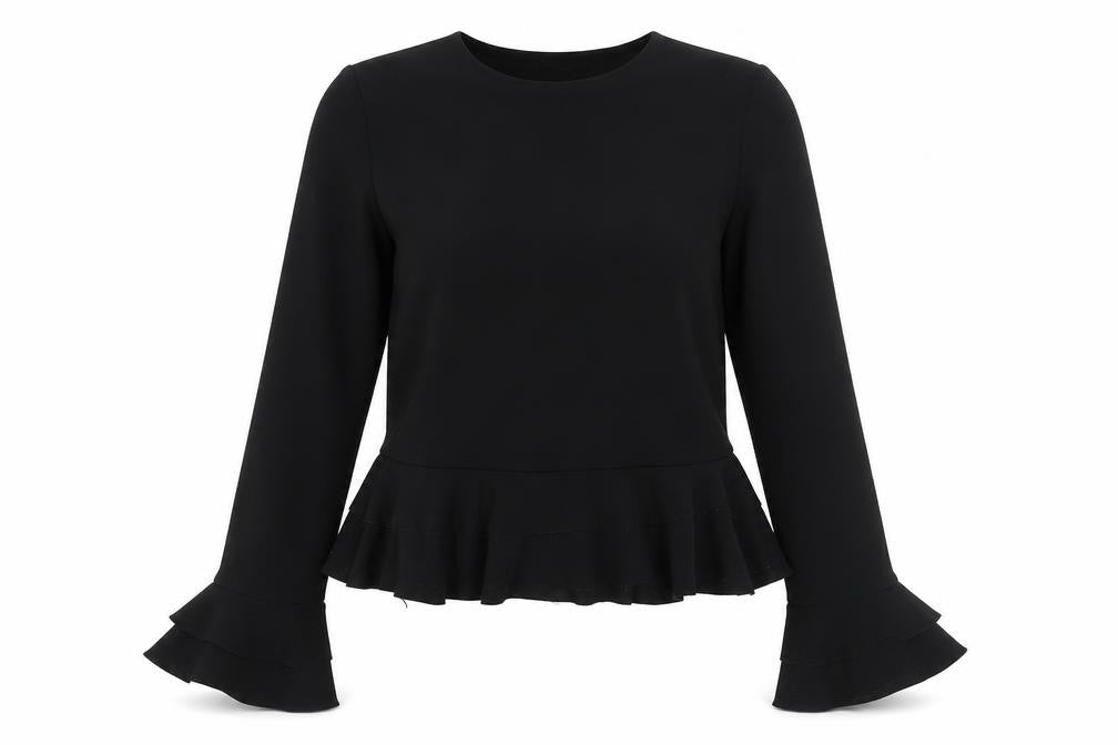 I SAW IT FIRST Womens Black Polyester Basic Blouse Size 8 Round Neck