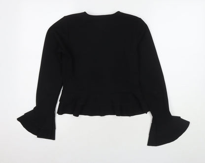 Back view of I SAW IT FIRST women’s black polyester basic blouse, size UK 8, round neck