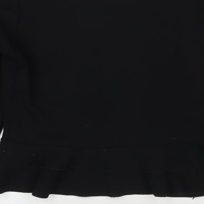 Brand and care label for I SAW IT FIRST women’s black polyester basic blouse, size UK 8, round neck