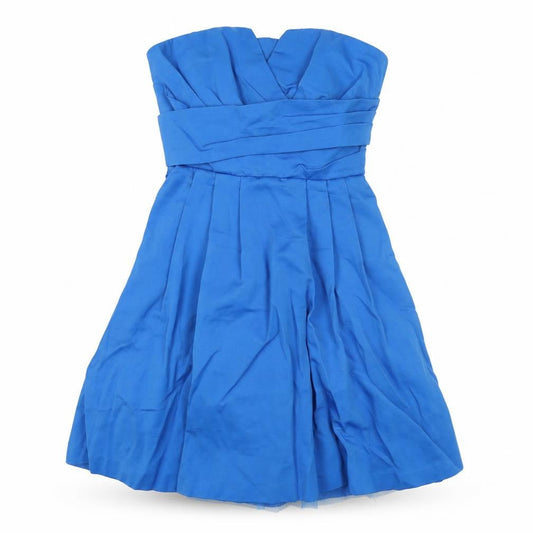 Warehouse Womens Blue Polyester Mini Size 8 Sweetheart Pullover - Strapless