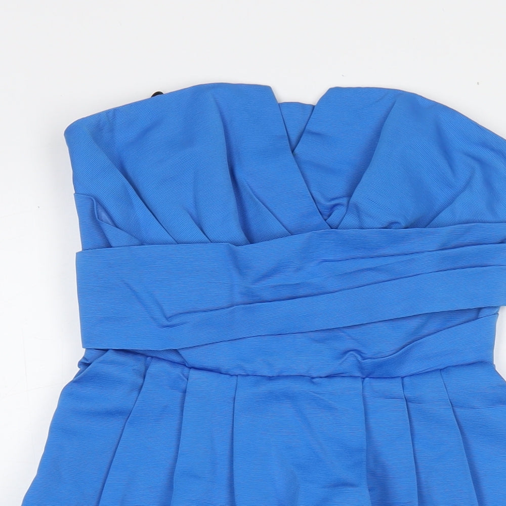 Warehouse Womens Blue Polyester Mini Size 8 Sweetheart Pullover - Strapless