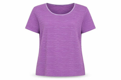 EWM Womens Purple Polyester Basic T-Shirt Size L Round Neck