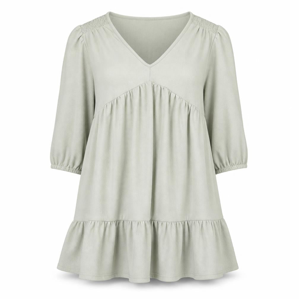 Miss Selfridge Womens Green Polyester Tunic Blouse Size 12 V-Neck