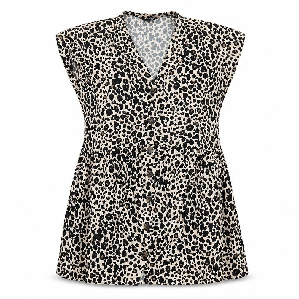Blue Chameleon Womens Multicoloured Animal Print Polyester Blend A-Line Size 16 V-Neck Button - Pockets